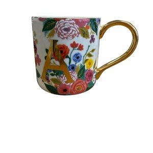 Rifle Paper Co Anthropologie Floral Monogram Mug A Gold Handle‎